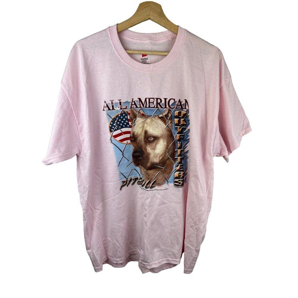 All American Outfitters Pitbull T-Shirt XL - Pink Hanes Beefy-T Like New